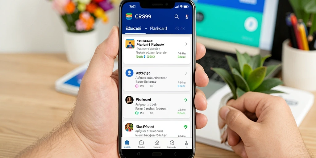 Antarmuka pengguna CRS99 yang menarik dan fungsional untuk belajar Flashcard.