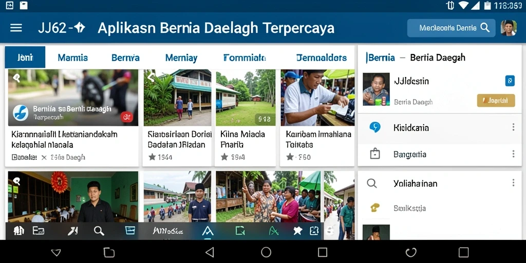 Tampilan antarmuka aplikasi Berita Daerah JJ62 yang informatif.