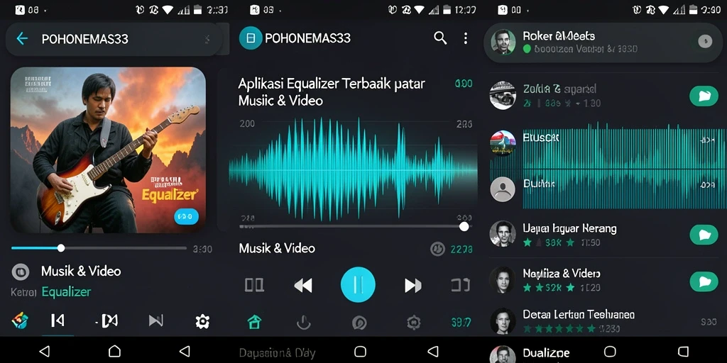 Tampilan antarmuka pengguna POHONEMAS33 yang menarik dan fungsional sebagai Equalizer.