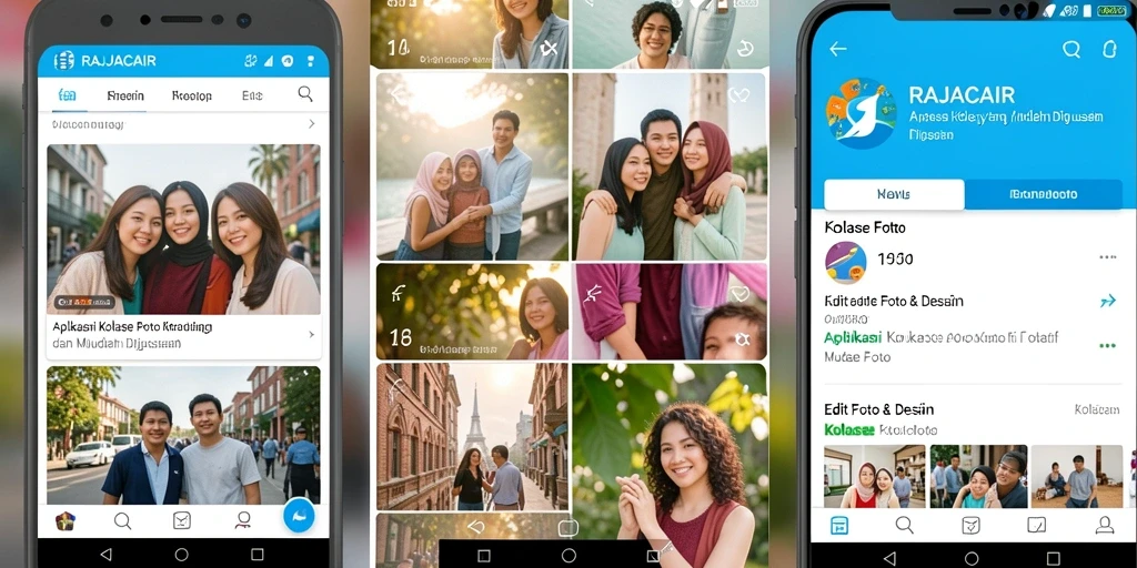 Tampilan antarmuka RAJACAIR yang intuitif untuk kolase foto.