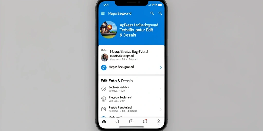 Antarmuka aplikasi V21 yang menunjukkan fitur Hapus Background.